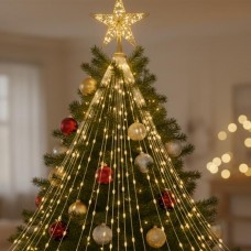Гірлянда Конський хвіст 400 LED на мідному дроті, 17 ниток, теплий білий