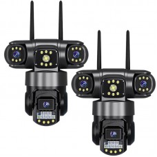 Комплект 2 шт Уличная WIFI камера наблюдения 6 Мп с 3 объективами, SC28