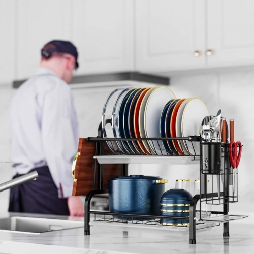 Сушарка для посуду з нержавіючої сталі Kitchen rack double deck Сушарка для посуду з нержавіючої сталі Kitchen rack double deck