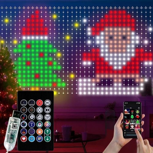 Смарт гірлянда Штора від USB, 3х2м, 400LED + Пульт, Різнокольорова