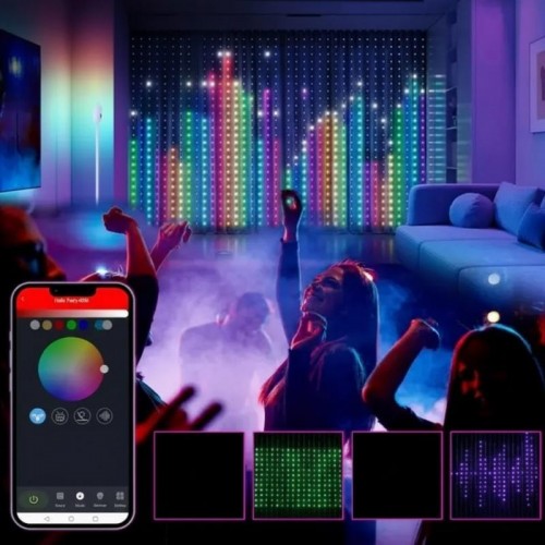 Смарт гірлянда Штора від USB, 3х2м, 400LED + Пульт, Різнокольорова Смарт гірлянда Штора від USB, 3х2м, 400LED + Пульт, Різнокольорова