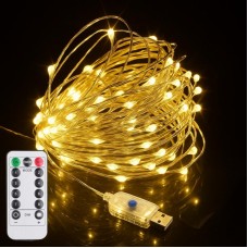 Гірлянда Роса від USB, 5 м, 50 LED +пульт, Теплий білий