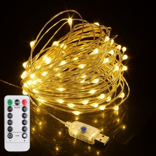 Гирлянда Росса от USB, 5 м, 50 LED + пульт, Теплый белый