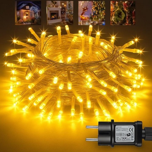 Світлодіодна гірлянда 220V, 100 LED на білому проводі, Теплий білий
