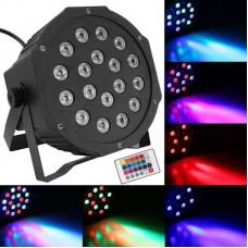 Світлодіодний прожектор RGB, 18х1.5W + пульт, від мережі