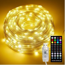 Гирлянда от USB, 20м, 200 LED + Пульт, Теплый белый