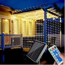 Гирлянда на солнечной батарее Штора 3х2м, 180LED + пульт, теплый белый