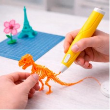 3D ручка принтер від мережі+3 стержня +2 фігурки, Жовтий