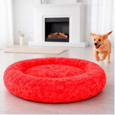Лежанка для собак і котів 55×50 см Pet Choice велюр червона