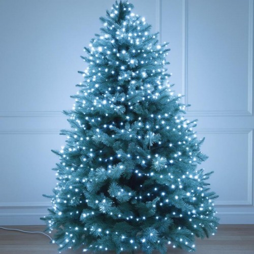 Гірлянда від мережі, Мішура, 50м, + пульт, зелений провід, XMAS, Холодний білий