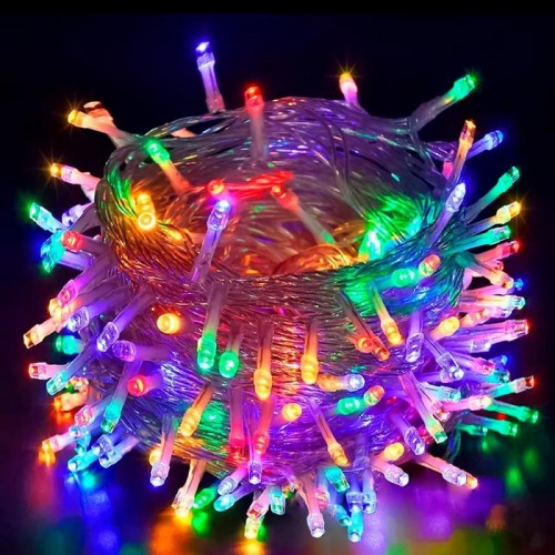 Гірлянда-нитка від мережі, 20м, 400LED, на білому дроті, різнокольоровий