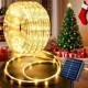 Світлодіодна гірлянда-трубка на сонячній батареї 10м 100LED, вологозахист, жовта