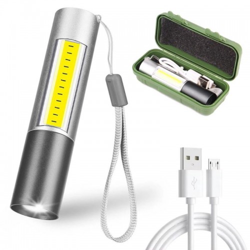 Аккумуляторный фонарь ручной с USB, 1501 XPE COB