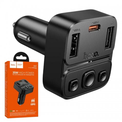 Автомобільний FM-трансмітер 35 Вт, USB, Type-C, Hoco E87