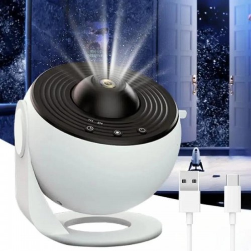 Проектор зоряного неба з обертанням на 360°, 19 картриджів, від USB, Білий