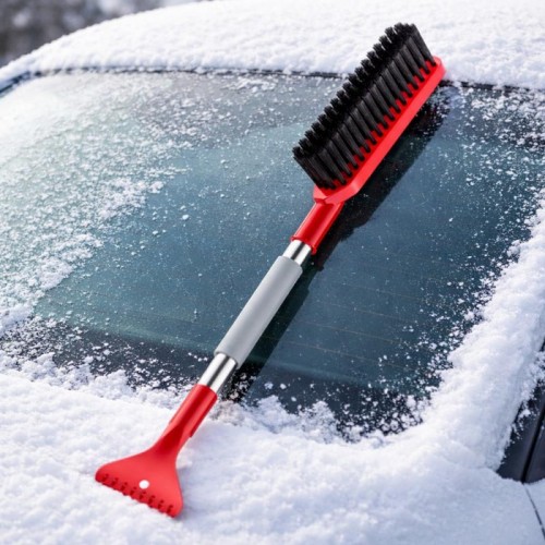 Скребок-щітка для автоскла 60 см, BRUSH A-032, Червоний