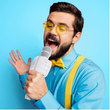 Мікрофон каракао Hoco BK5 Cantando Bluetooth AUX 1200 мАг білий
