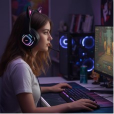 Ігрові навушники Hoco W107 з мікрофоном, USB + 3.5 мм, RGB LED, кабель 2 м