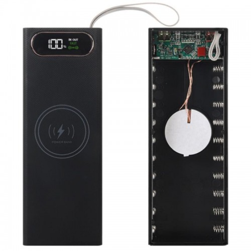 Корпус для повербанку під 20х18650, 22.5+15W, L20, Чорний