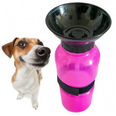 Дорожня поїлка для собак 500 мл, Рожевий, PET BOTTLE