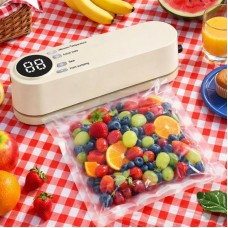 Вакуумний пакувальник для продуктів від USB, 5 пакетів + 3 насадки, Білий