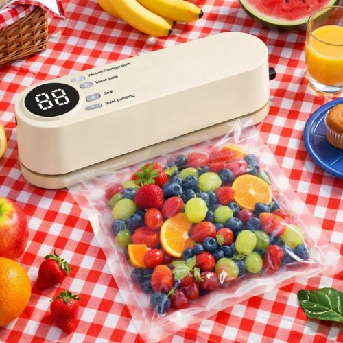 Вакуумний пакувальник для продуктів від USB, 5 пакетів + 3 насадки, Білий