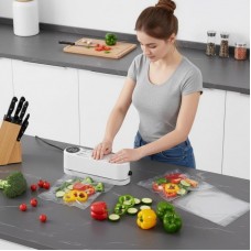 Вакуумний пакувальник для продуктів від USB, 5 пакетів + 3 насадки, Білий