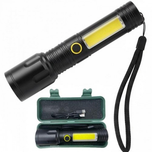 Акумуляторний ліхтар із функцією Zoom, біле+червоне світло, USB, BL-536