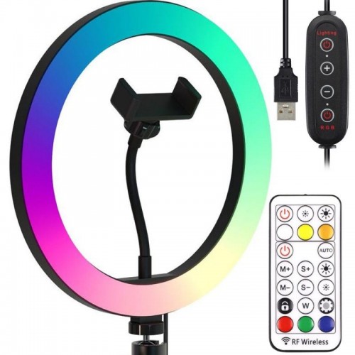 Кольцевая лампа RGB, 26см, от USB + пульт, LJJ-26