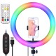 Кольцевая лампа RGB, 30см, от USB + пульт,  LJJ-30