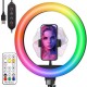 Кольцевая лампа RGB, 33см, от USB, с держателем для телефона + пульт LJJ-33