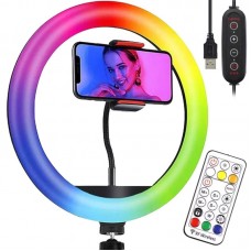 Кільцева RGB лампа 36см від USB з тримачем для телефона та пультом LJJ-36