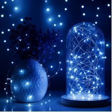 Гірлянда Роса від USB, 5 м, 50 LED + пульт, Блакитний