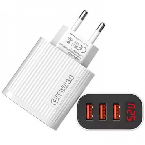 Сетевой адаптер питания 220В, 3хUSB, 3А, 12Вт, 36-2S