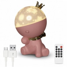 Нічник-проектор USB з 12 слайдами і пультом ДУ, рожевий