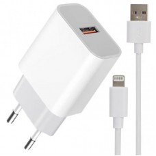Сетевое зарядное устройство 1xUSB + кабель Lightning , APD-027
