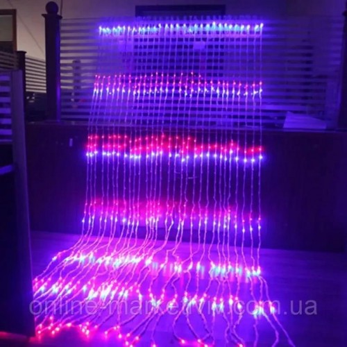 Гірлянда Водоспад, від мережі, 3х1,5 м, 240 LED, Мультиколір