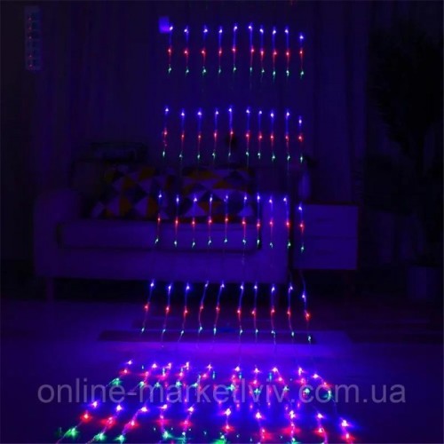 Гірлянда Водоспад, від мережі, 3х1,5 м, 240 LED, Мультиколір Гірлянда Водоспад, від мережі, 3х1,5 м, 240 LED, Мультиколір