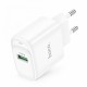 Мережевий зарядний пристрій 1xUSB, 18W, 3А, Hoco C140A, Білий