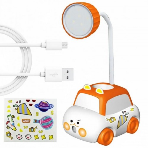 Дитяча настільна лампа з органайзером і стругачкою для олівців, USB, Жовтогарячий