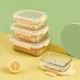Скляний контейнер харчовий 400 мл прямокутний з защіпками Fresh, Бежевий