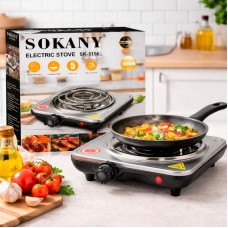 Електрична настільна плита 1 конфорка 1000W нержавіюча сталь Sokany SK-5114