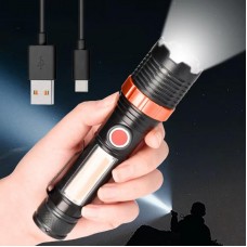 Аккумуляторный фонарь ручной c Zoom, LED+COB, ED31879 (BL669) Красный