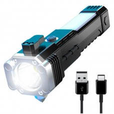 Ручний ліхтар автомобільний зі скелебоєм та USB LED+COB S007 — потужний мультитул для водіїв