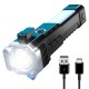 Ручний автомобільний ліхтар зі склобоєм і USB, LED+COB, S007