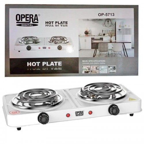 Электроплита спиральная 2 конфорки 2000Вт Hot Plate OP5713