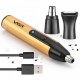 Аккумуляторный триммер для носа и ушей + 2 насадки, IPX4, с USB, V-626, Золотистый