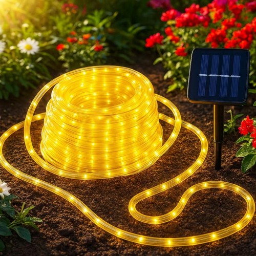 Гірлянда Трубка на сонячній батареї, 10м, 200LED, Теплий білий