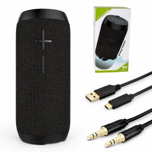 Портативна колонка з Bluetooth + 2 кабелі, USB, AUX, 2000 мАг, Hopestar P7