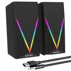 Акустична система з RGB підсвіткою 6Вт USB — компактні стереоколонки для ПК та мобільних пристроїв